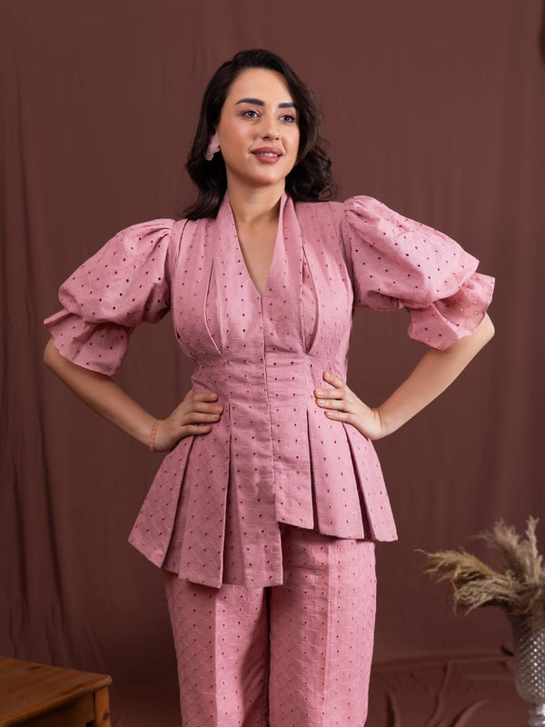 Blush Pink Asymmetric Co-ord Set